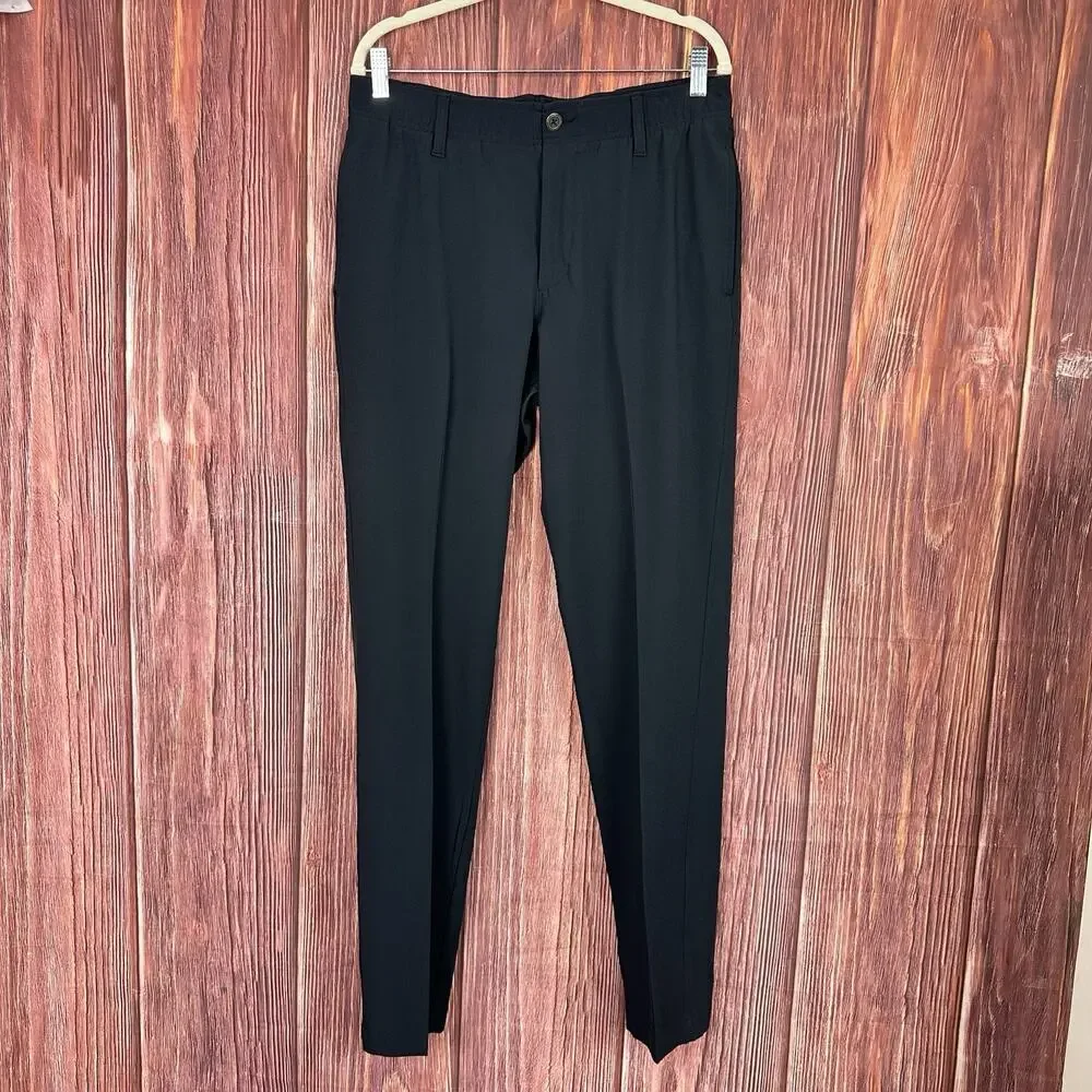 Under Armour Black Pants Golf Stretch Waist Tapered Leg Mens Size 34 x 32 in
